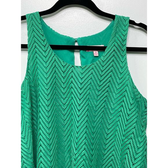 Candie's Emerald Green Tank Top Blouse Tiered Overlay Crochet Geometric Y2K S - Picture 2 of 7